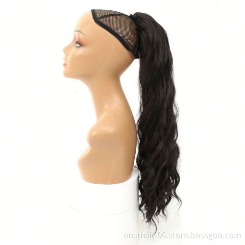 MYZYR Wave P,ony Tail Fake Hair Wavy Wrap Around Clip in Onytail Hair Extension Heat Resistant Synthetic Natural 18" ~24"long